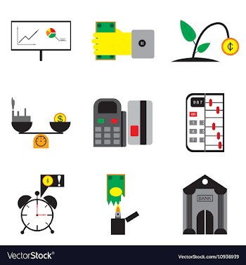 Modern collection flat icons economy on white vector image