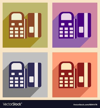Modern collection flat icons with shadow bank card vector image