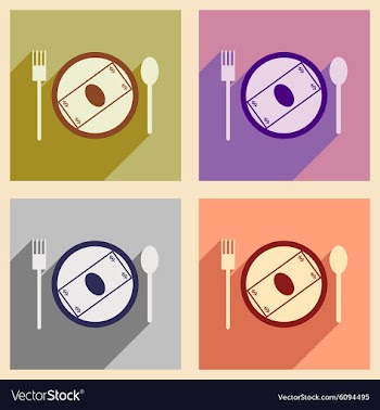 Modern collection flat icons with shadow bill on vector image