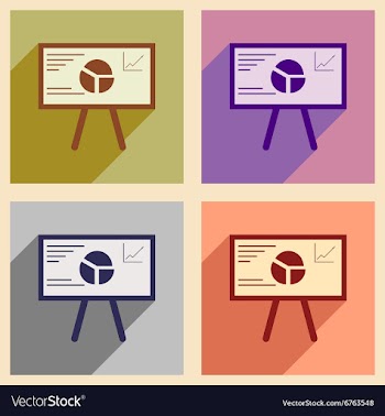 Modern collection flat icons with shadow chart vector image