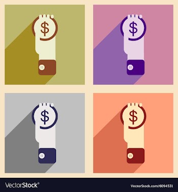 Modern collection flat icons with shadow Coin in a vector image