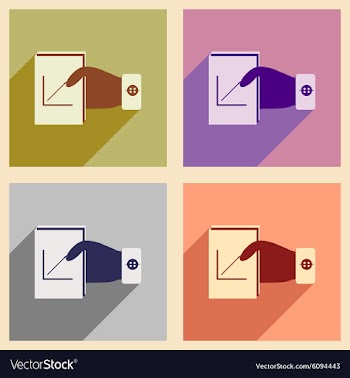Modern collection flat icons with shadow economic vector image