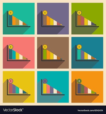 Modern collection flat icons with shadow economic vector image