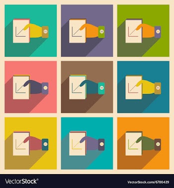 Modern collection flat icons with shadow economic vector image