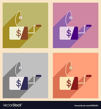 Modern collection flat icons with shadow economic vector image