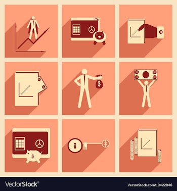Modern collection flat icons with shadow economy vector image