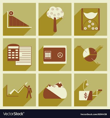Modern collection flat icons with shadow economy vector image