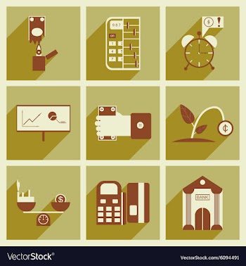 Modern collection flat icons with shadow economy vector image