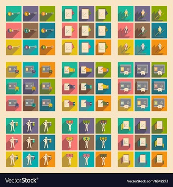 Modern collection flat icons with shadow economy vector image