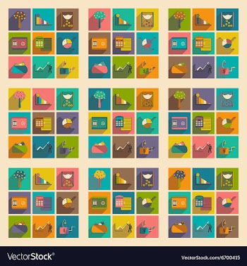 Modern collection flat icons with shadow economy vector image