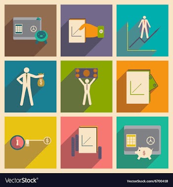 Modern collection flat icons with shadow economy vector image