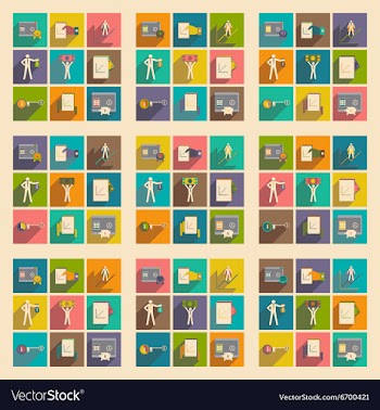 Modern collection flat icons with shadow economy vector image