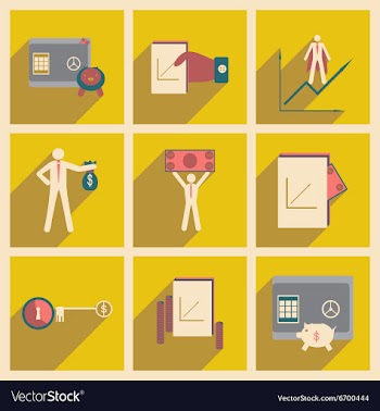 Modern collection flat icons with shadow economy vector image