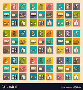 Modern collection flat icons with shadow economy vector image