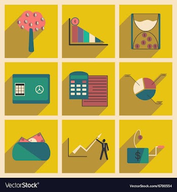 Modern collection flat icons with shadow economy vector image