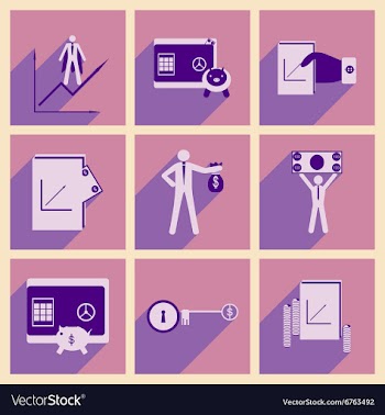 Modern collection flat icons with shadow economy vector image
