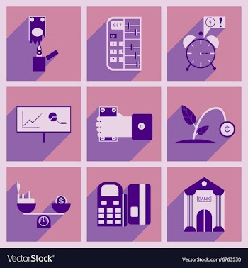 Modern collection flat icons with shadow economy vector image