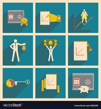 Modern collection flat icons with shadow economy vector image