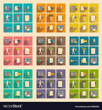 Modern collection flat icons with shadow economy vector image