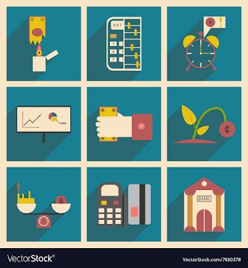 Modern collection flat icons with shadow economy vector image