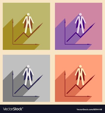 Modern collection flat icons with shadow man and vector image