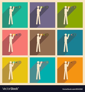 Modern collection flat icons with shadow man vector image