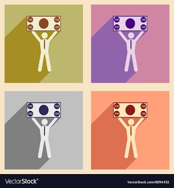 Modern collection flat icons with shadow man with vector image