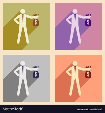 Modern collection flat icons with shadow man with vector image