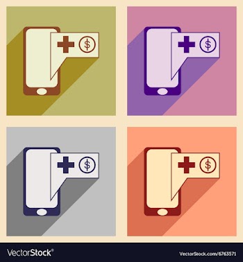 Modern collection flat icons with shadow Mobile vector image