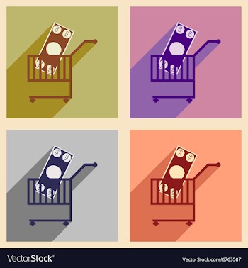 Modern collection flat icons with shadow money in vector image