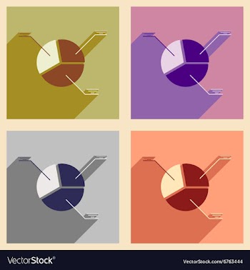 Modern collection flat icons with shadow pie Chart vector image