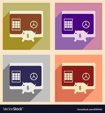 Modern collection flat icons with shadow safe and vector image