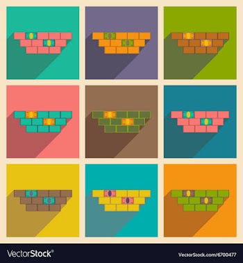 Modern collection flat icons with shadow vector image