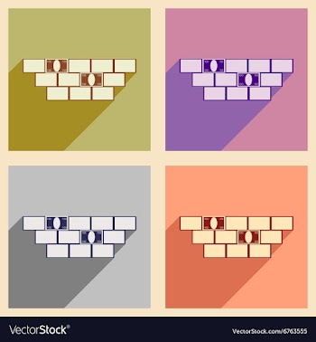 Modern collection flat icons with shadow vector image