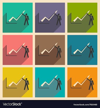Modern collection flat icons with shadow vector image