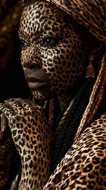 Modern Congolese Model with Leopard Patterned Skin