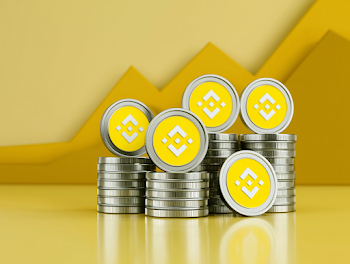 Modern Cryptocurrency Stacks Over Glossy Yellow Surface
