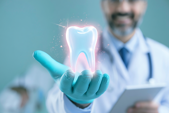 Modern Dental Care Concept with Holographic Tooth