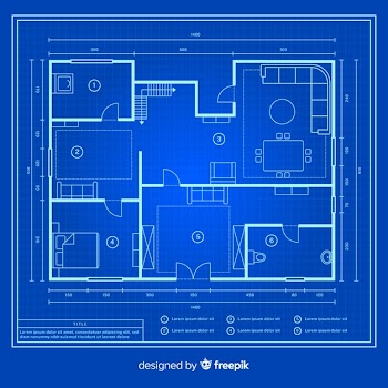 Modern design blueprint of a house Free Vector