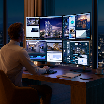 Modern Digital Marketing Workspace with Apartment Campaigns