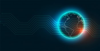 Modern digital technology earth background Free Vector