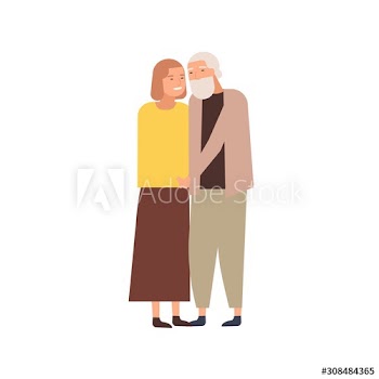 Modern elderly couple flat vector illustration