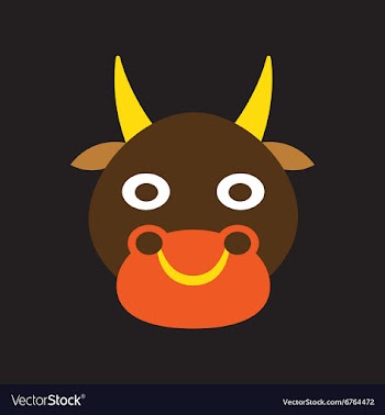 Modern flat icon with Black background Indian cow vector image