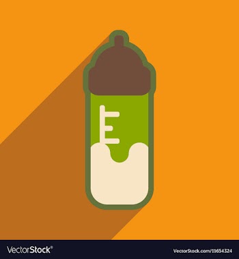 Modern flat icon with long shadow baby bottle vector image