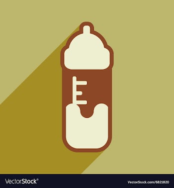 Modern flat icon with long shadow baby bottle vector image