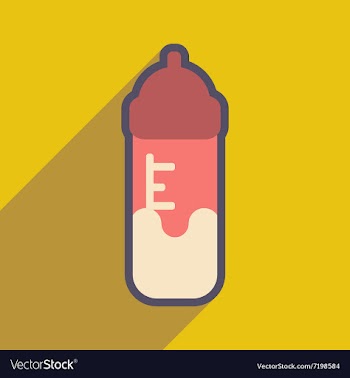 Modern flat icon with long shadow baby bottle vector image