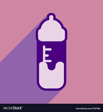 Modern flat icon with long shadow baby bottle vector image