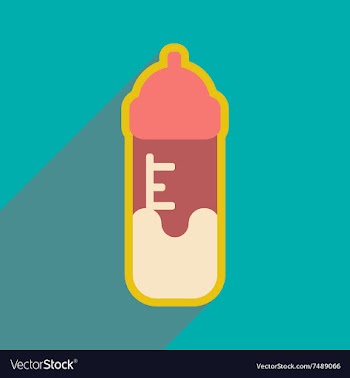 Modern flat icon with long shadow baby bottle vector image