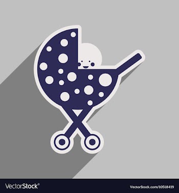 Modern flat icon with long shadow baby in stroller vector image