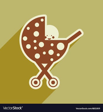Modern flat icon with long shadow baby in stroller vector image